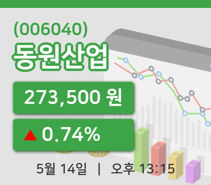 [동원산업주가] 14일 이시각 현재  273,500원