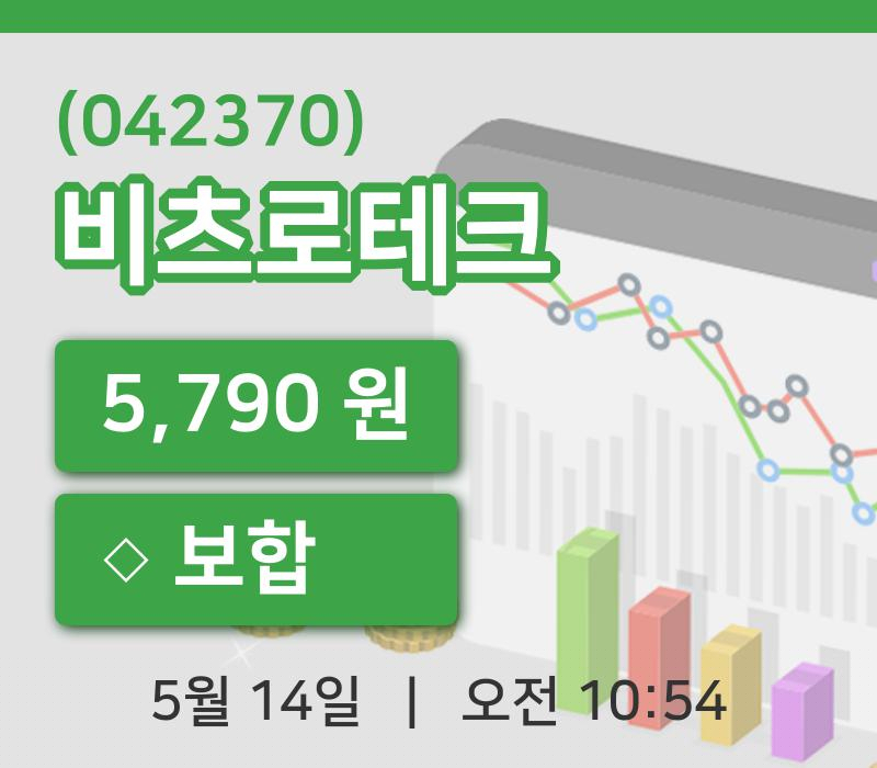 [비츠로테크주가] 10시 54분 현재 5,790원