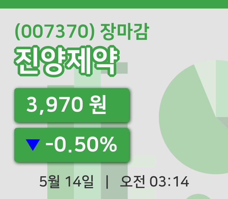주식마감진양제약 14일 3,970원 장마감