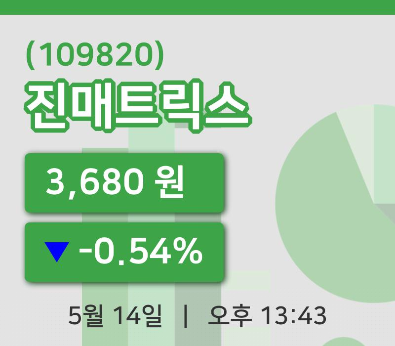 [진매트릭스주가] 14일 13시 43분 현재 3,680원