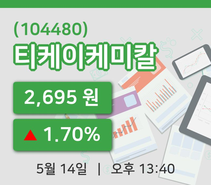 [티케이케미칼주가] 14일 13시 40분 현재 2,695원
