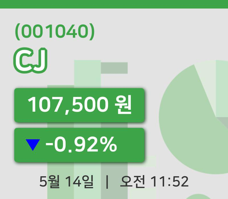 [CJ주가] 14일 11시 52분 현재 107,500원