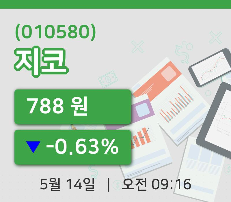 [지코주가] 14일 9시 16분 현재 788원
