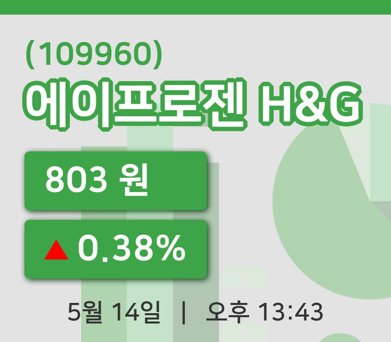[에이프로젠 H&G주가] 13시 43분 현재 803원
