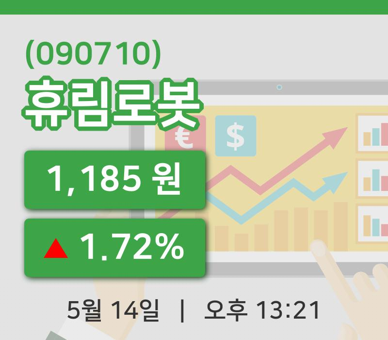 [휴림로봇주가] 14일 13시 21분 현재 1,185원