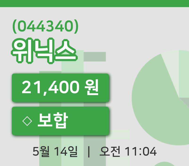 [위닉스주가] 11시 04분 현재 21,400원