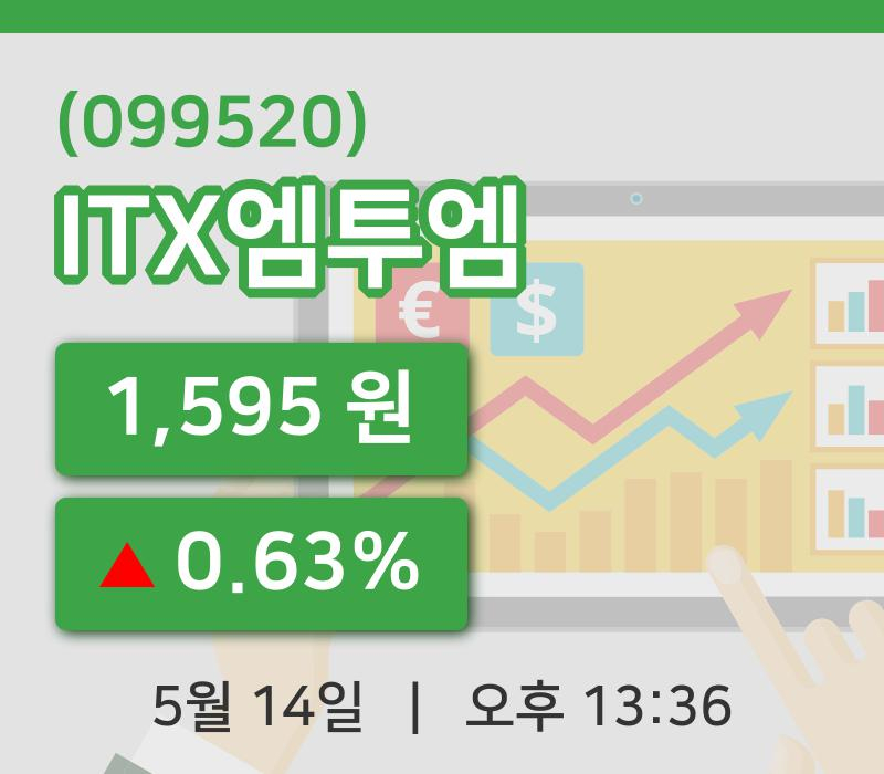 [ITX엠투엠주가] 13시 36분 현재 1,595원
