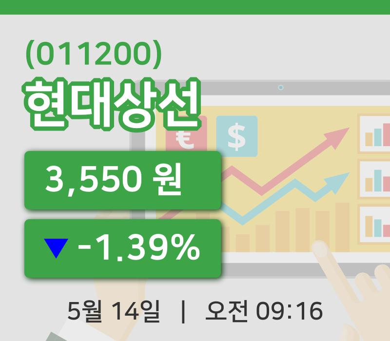 [현대상선주가] 14일 이시각 현재  3,550원