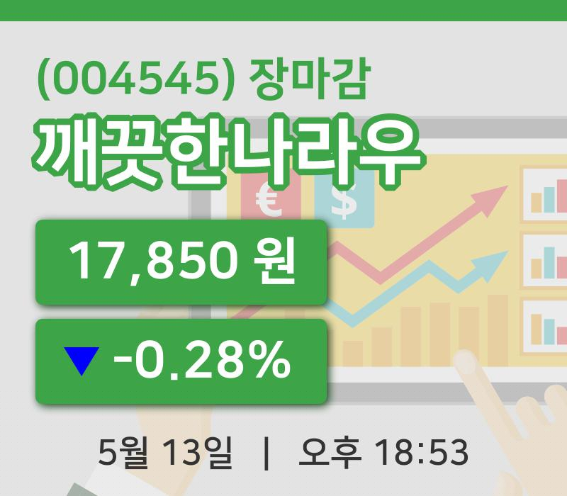 국내주식마감깨끗한나라우 13일 17,850원 장종료...
