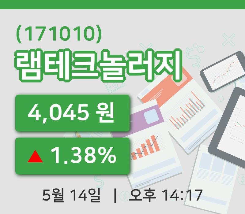 [램테크놀러지주가] 14일 14시 17분 현재 4,045원