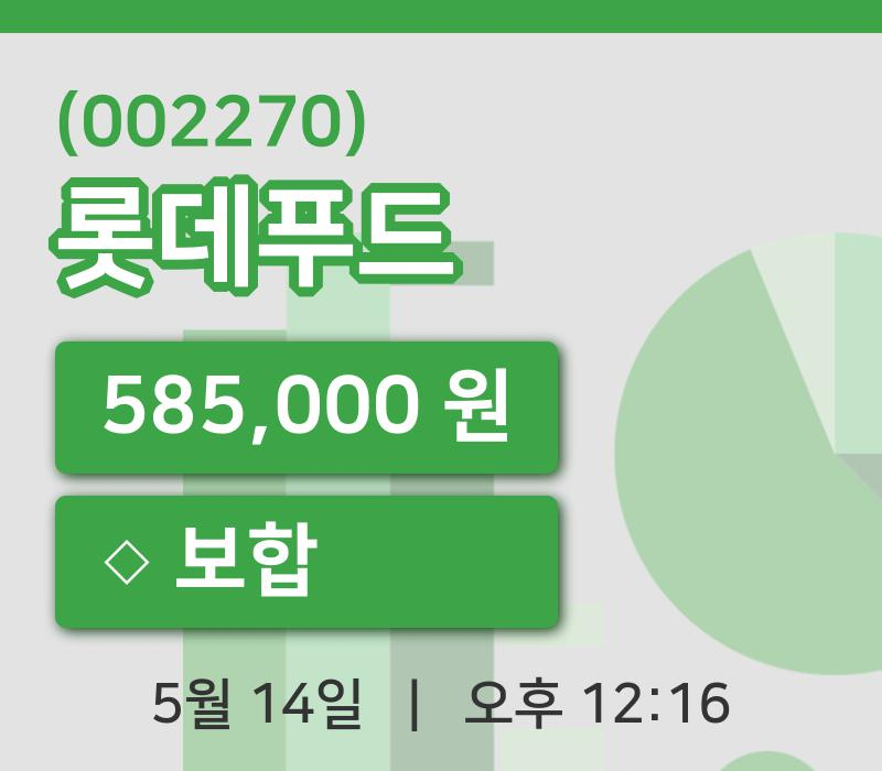 [롯데푸드주가] 14일 12시 16분 현재 585,000원