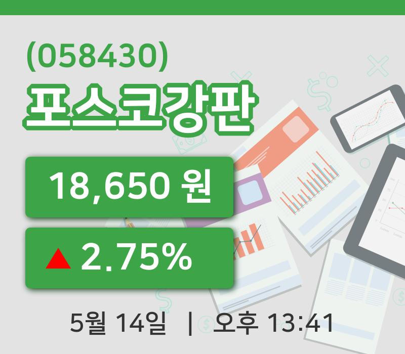 [포스코강판주가] 14일 13시 41분 현재 18,650원
