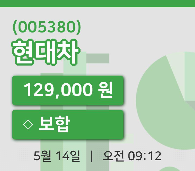 [현대차주가] 14일 이시각 현재  129,000원