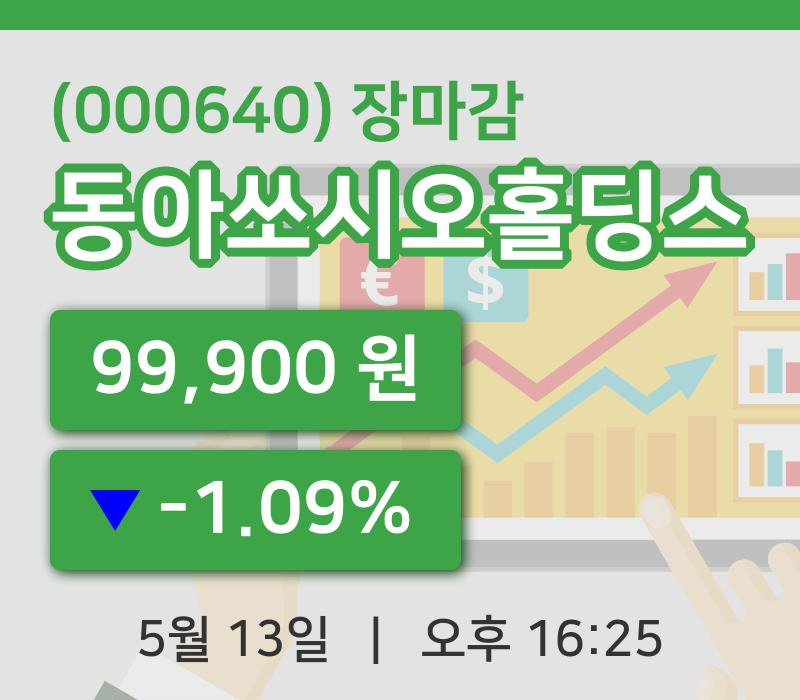 국내주식마감동아쏘시오홀딩스 13일 99,900원 장마감그래프종합분석
