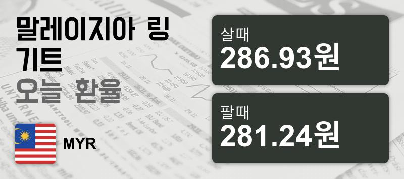 말레이시아 14일 링기트 살때 286.93원, 팔때 281.24원 ▲0.28%상승