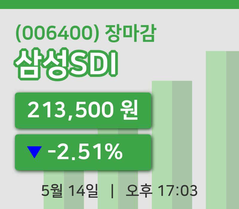 국내주식마감삼성SDI 14일 213,500원 마감...