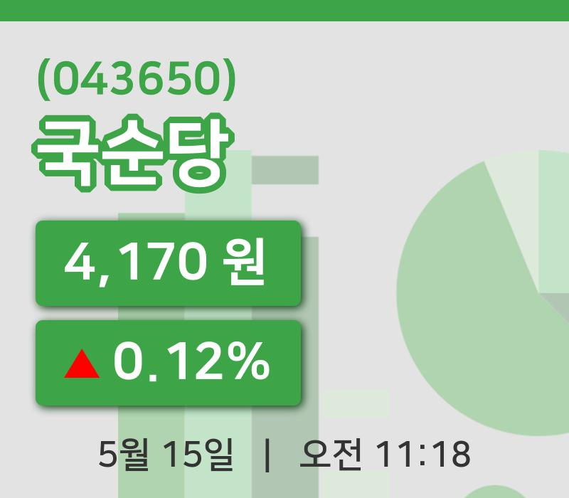 [국순당주가] 15일 이시각 현재  4,170원