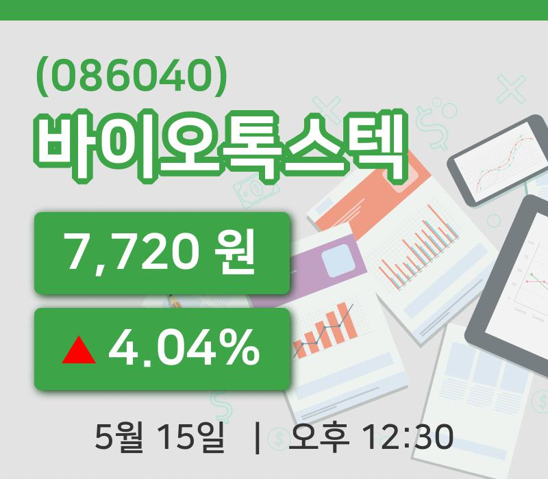 [바이오톡스텍주가] 12시 30분 현재 7,720원