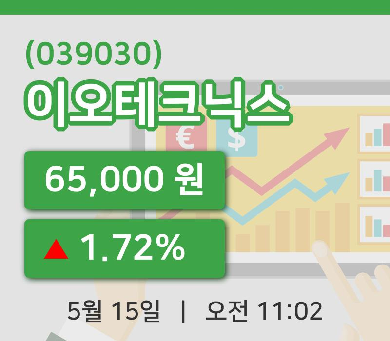 [이오테크닉스주가] 15일 이시각 현재  65,000원
