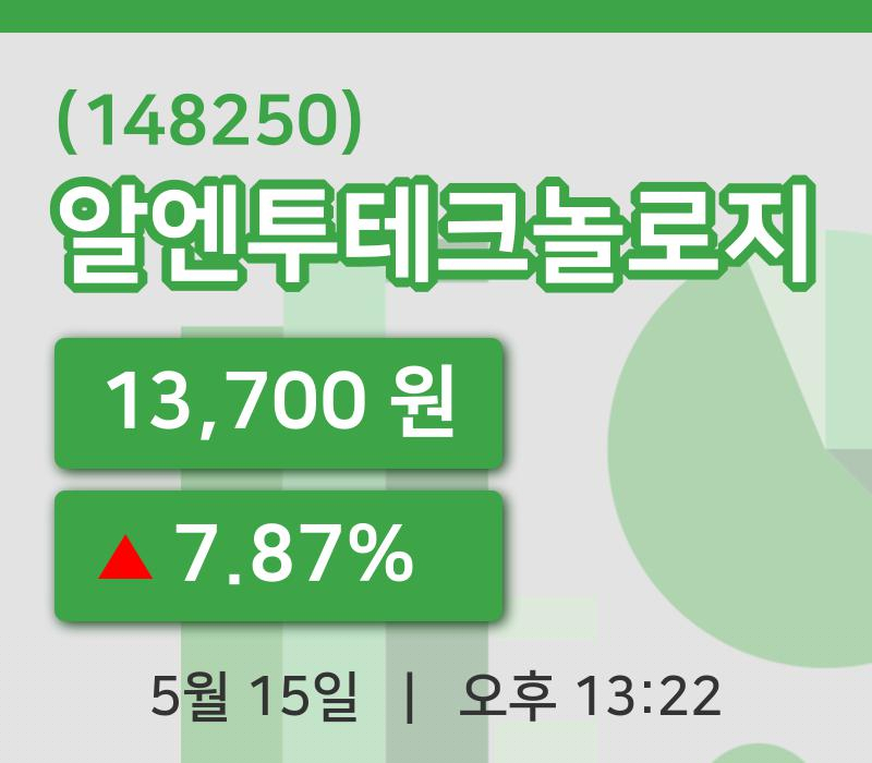 [알엔투테크놀로지주가] 15일 13시 22분 현재 13,700원