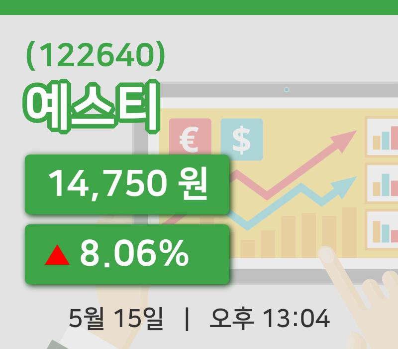 [예스티주가] 15일 13시 04분 현재 14,750원