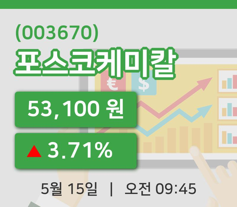 [포스코케미칼주가] 15일 9시 45분 현재 53,100원