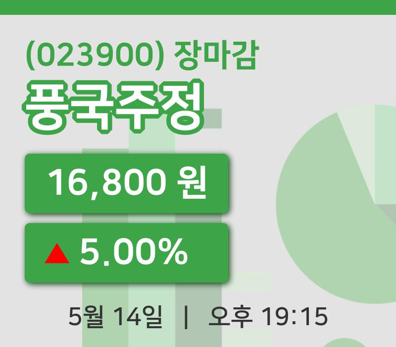 국내주식마감풍국주정 14일 16,800원 마감그래프분석