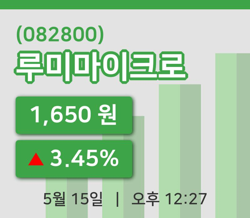[루미마이크로주가] 15일 이시각 현재  1,650원