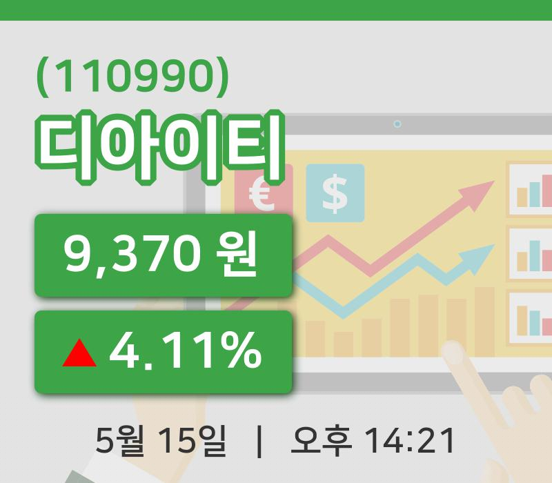 [디아이티주가] 15일 14시 21분 현재 9,370원