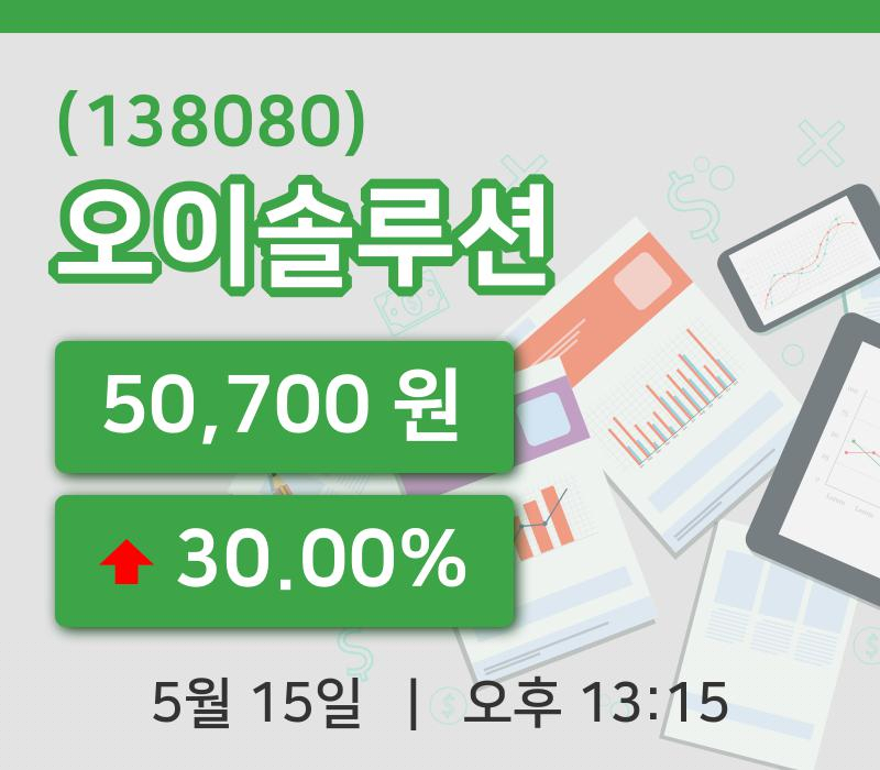 [오이솔루션주가] 15일 13시 15분 현재 50,700원