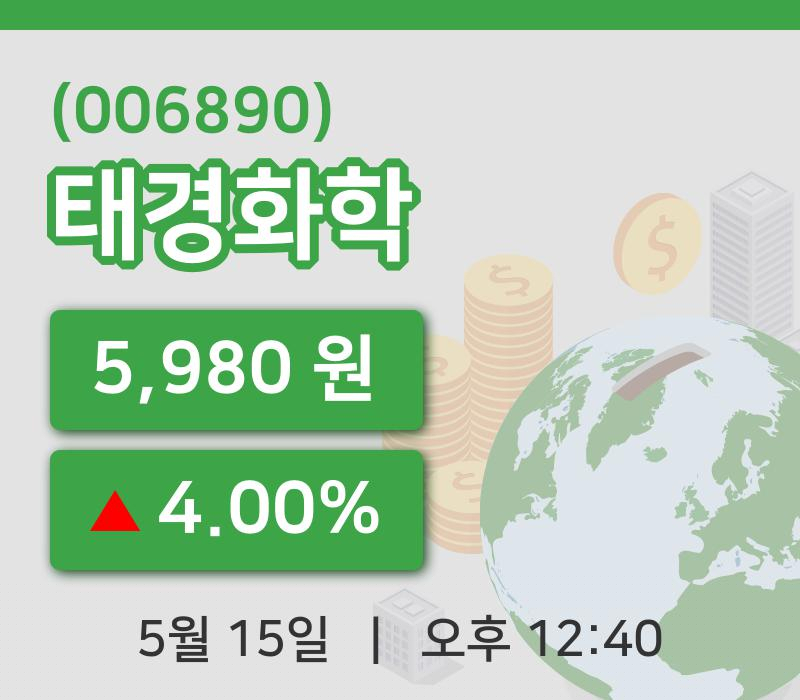 [태경화학주가] 15일 이시각 현재  5,980원