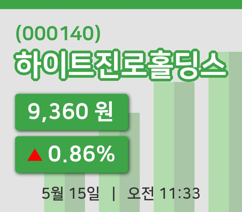 [하이트진로홀딩스주가] 15일 11시 33분 현재 9,360원