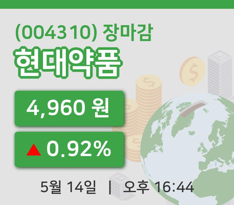 국내주식마감현대약품 14일 4,960원 장 마쳐주식차트종합
