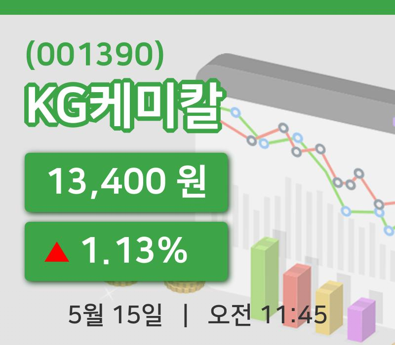 [KG케미칼주가] 15일 11시 45분 현재 13,400원