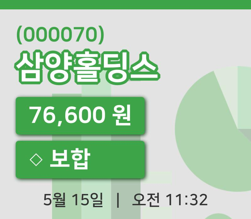 [삼양홀딩스주가] 15일 이시각 현재  76,600원