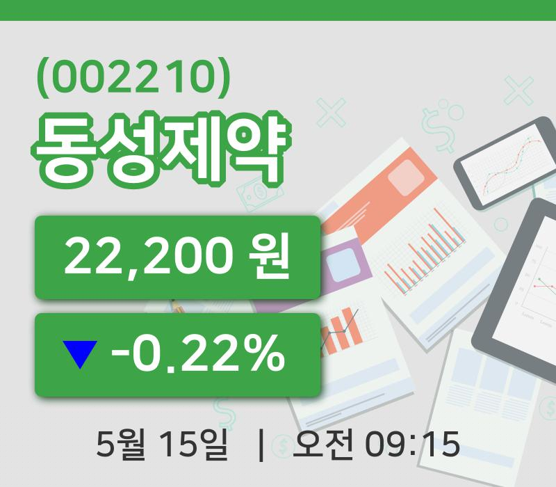 [동성제약주가] 9시 15분 현재 22,200원