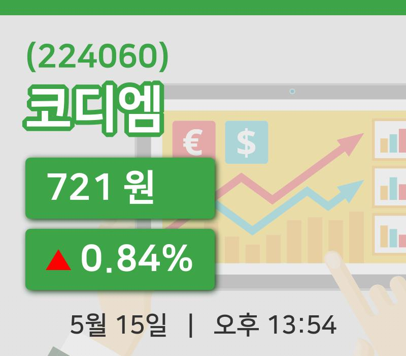 [코디엠주가] 13시 54분 현재 721원