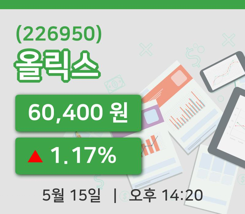 [올릭스주가] 15일 14시 20분 현재 60,400원