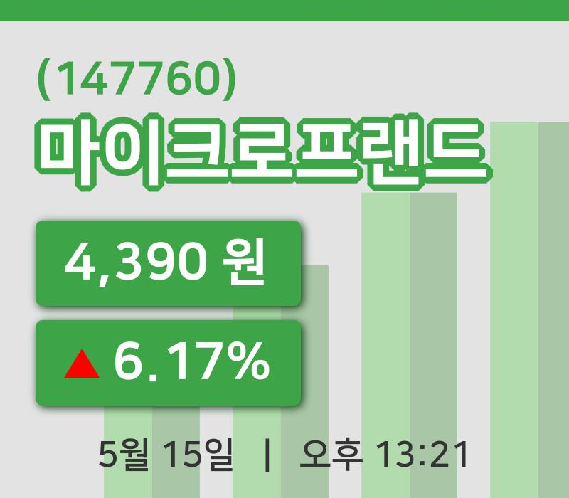 [마이크로프랜드주가] 15일 이시각 현재  4,390원