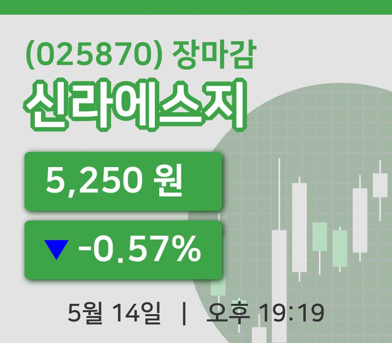 주식마감신라에스지 14일 5,250원 장종료...