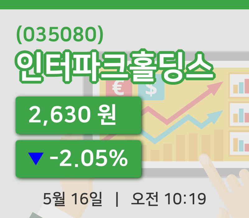 [인터파크홀딩스주가] 10시 19분 현재 2,630원
