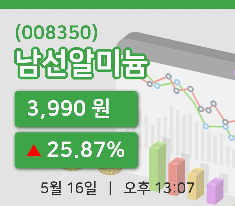 [남선알미늄주가] 16일 이시각 현재  3,990원