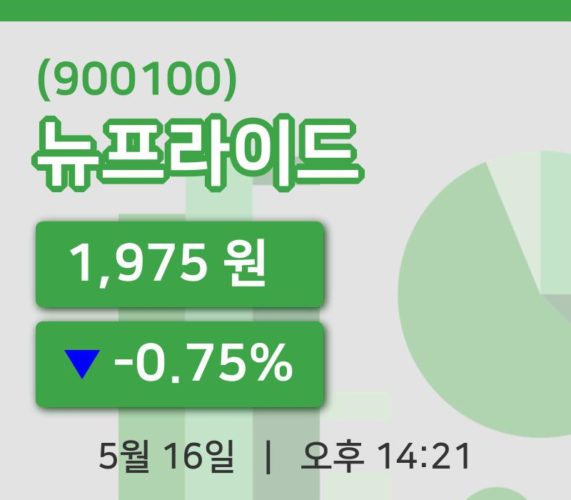 [뉴프라이드주가] 14시 21분 현재 1,975원