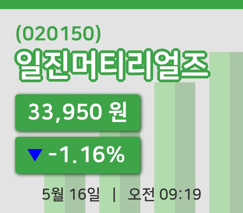 [일진머티리얼즈주가] 16일 9시 19분 현재 33,950원