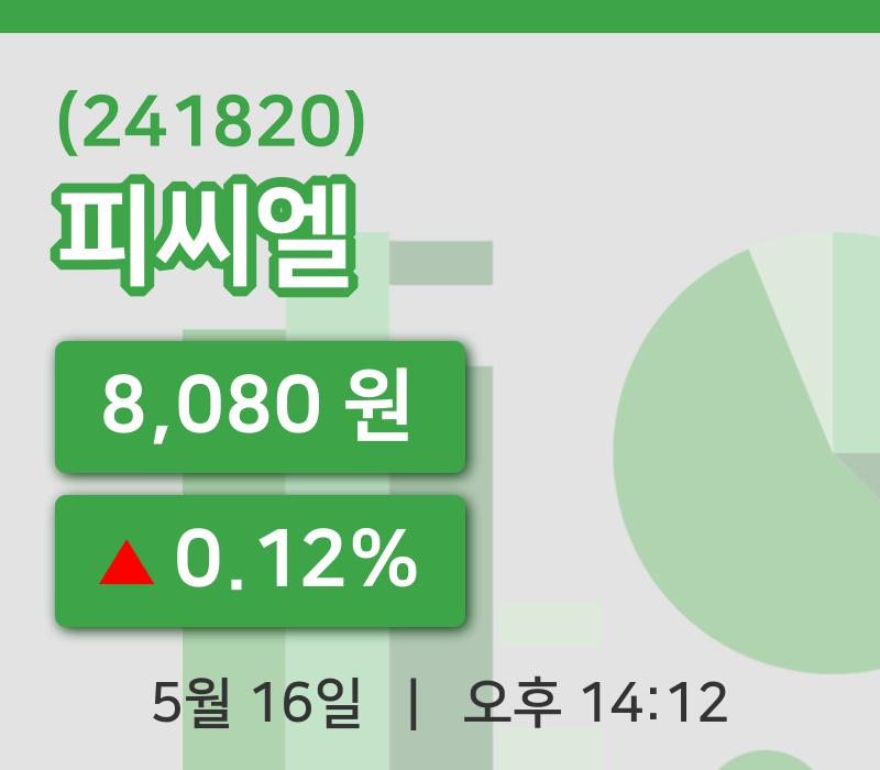 [피씨엘주가] 16일 14시 12분 현재 8,080원