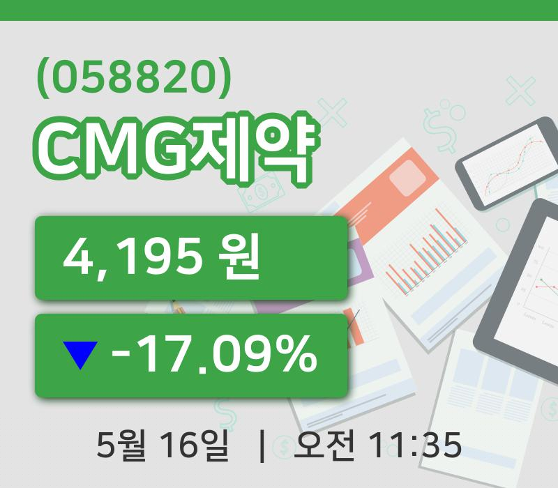 [CMG제약주가] 11시 35분 현재 4,195원