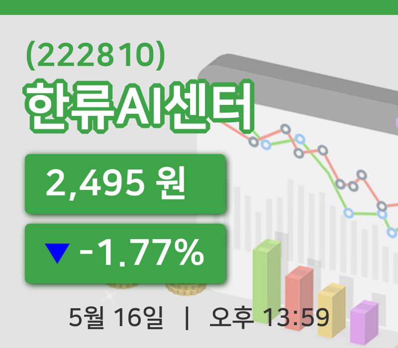 [한류AI센터주가] 16일 13시 59분 현재 2,495원