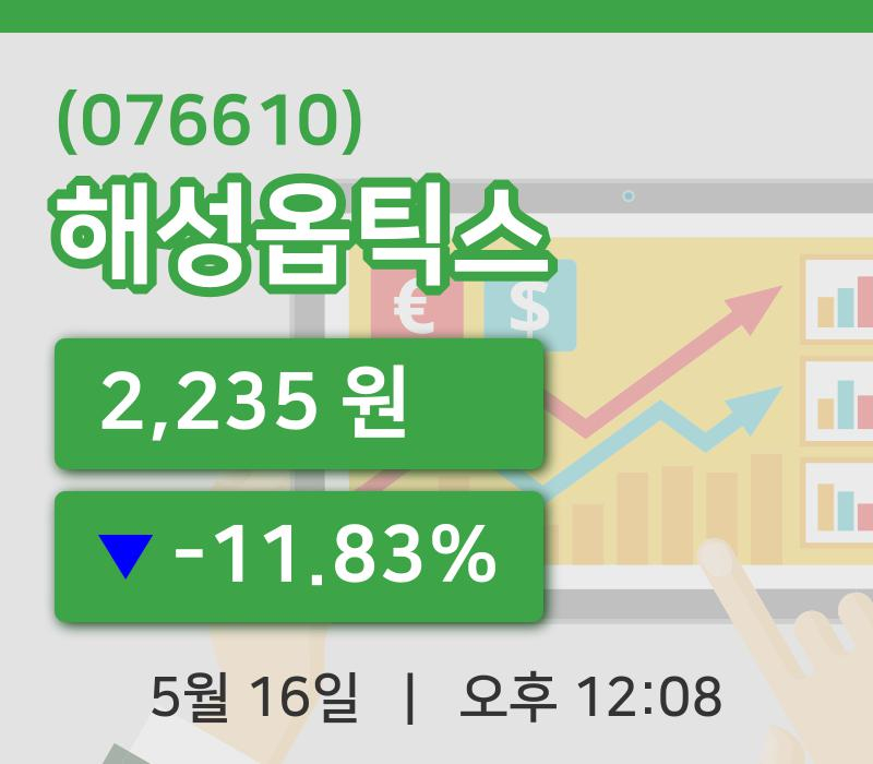 [해성옵틱스주가] 16일 이시각 현재  2,235원