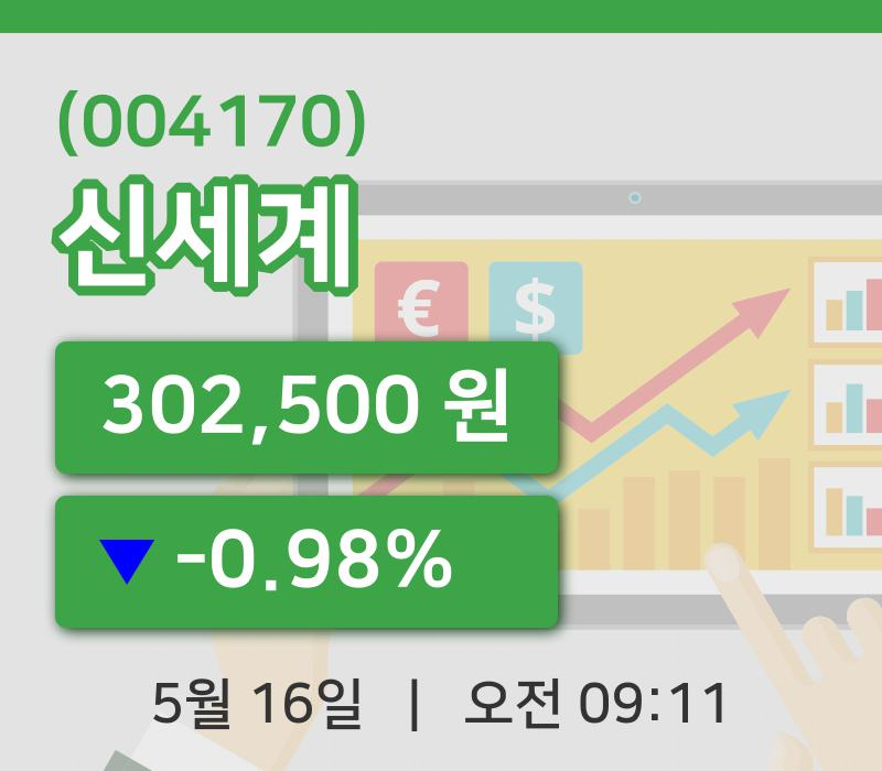[신세계주가] 16일 9시 11분 현재 302,500원