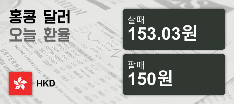 [환전환율] 16일 홍콩 달러 살때 153.03원, 팔때 150원 ▲0.2%상승